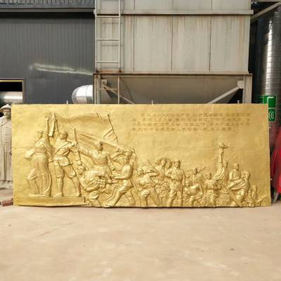 铜雕艺术与红色文化主题背景墙的融合——军民形象浮雕、玻璃钢与树脂壁画的艺术展现